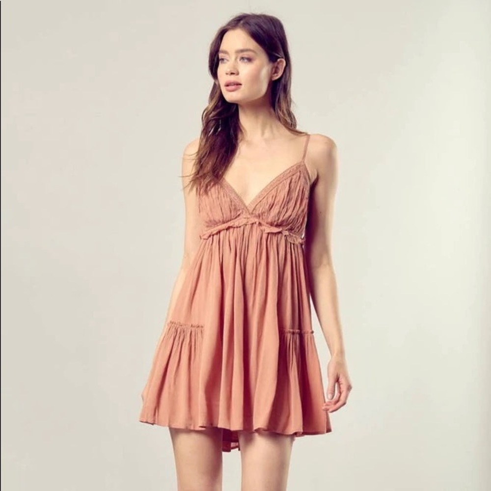Mustard Seed Ruffle Trim Mini Dress NWT